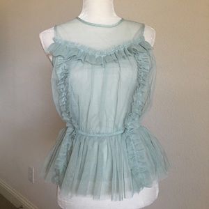 Sheer Ruffled Mint Top (H&M)